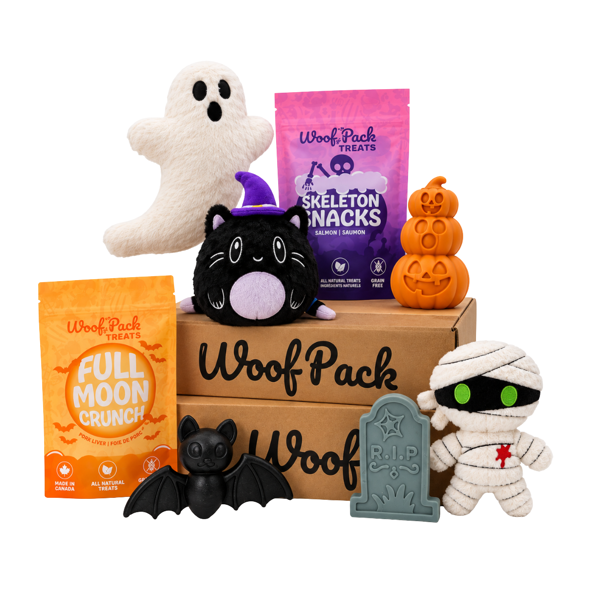 Woof Pack Halloween Box – 6 Toys & 2 Natural Treats